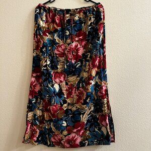 Islander Floral Rayon Midi Skirt Size Medium Boho Summer